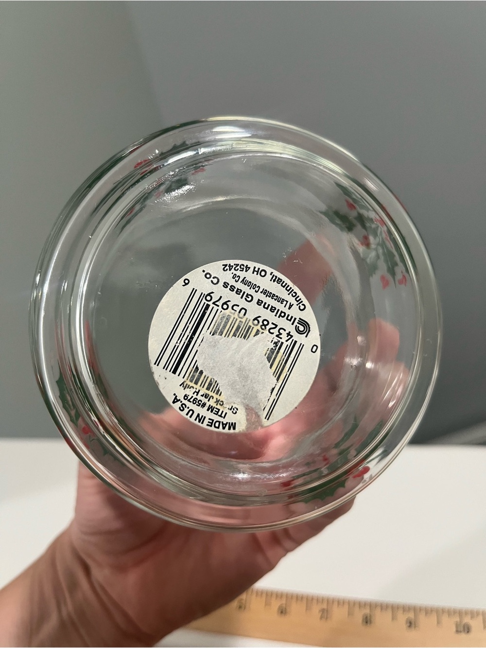Vintage Indiana Glass Holly & Berries Apothecary Style Holiday Snack Jar & Lid - Picture 11 of 16